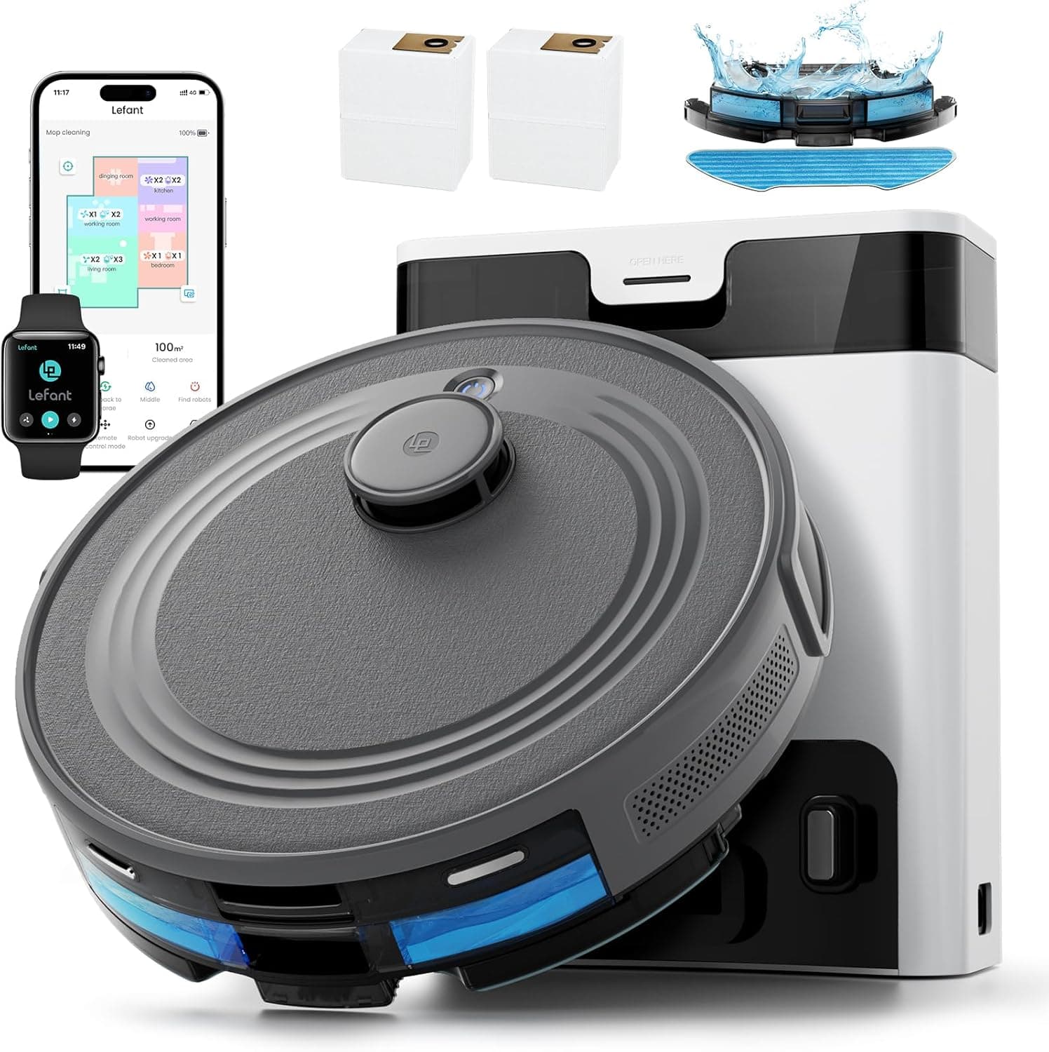 Photo de l'aspirateur Lefant M2 Pro Avis 2026 – Robot Aspirateur Laveur 6000 Pa, Station Auto-Vidage, Navigation Laser dToF
